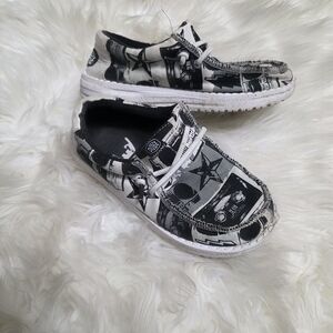 Hey Dude Black and White Kids Moccasins